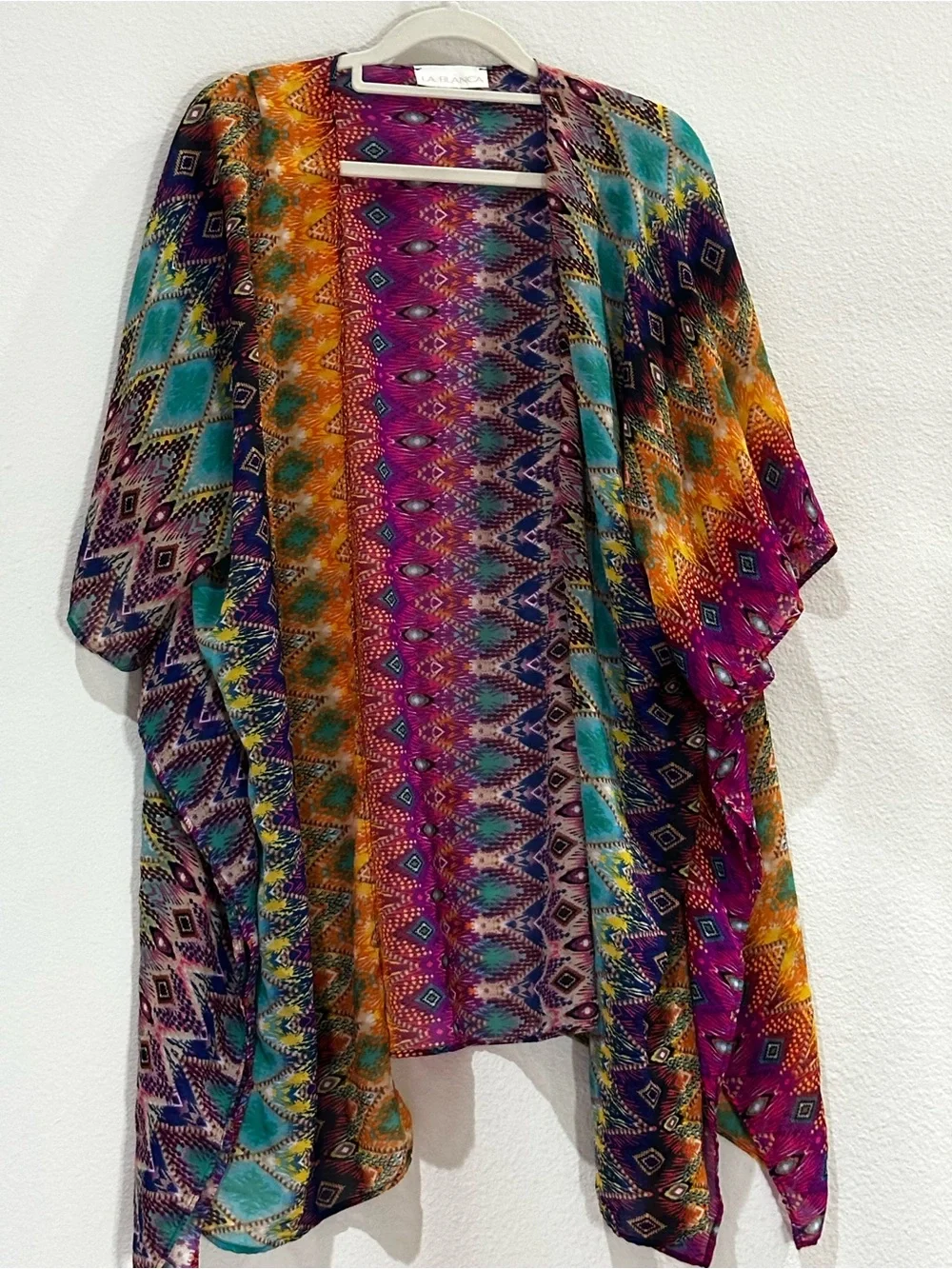 La Blanca Vibrant Aztec Print Kimono in Purple, Turquoise & Orange